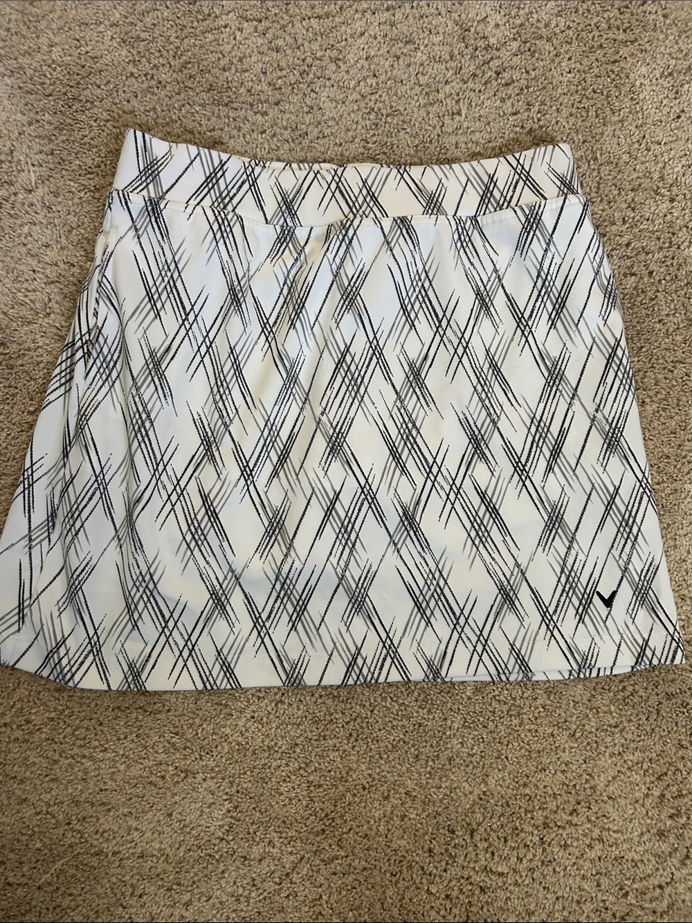 Callaway White Skort with Black Crosshatch Pattern